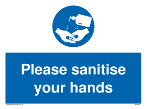 Please sanitise your hands sign 