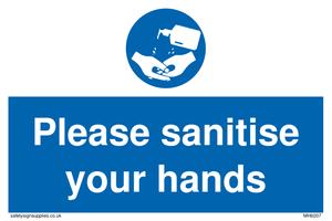 Please sanitise your hands sign 