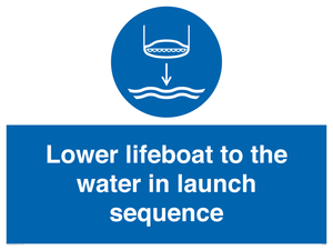 Lower lifeboat to the water in launch sequence