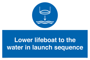 Lower lifeboat to the water in launch sequence