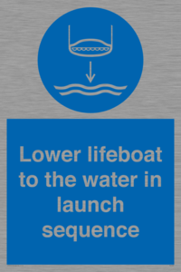 Lower lifeboat to the water in launch sequence