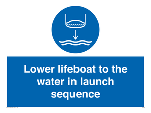 Lower lifeboat to the water in launch sequence