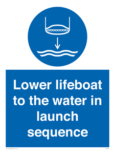 Lower lifeboat to the water in launch sequence