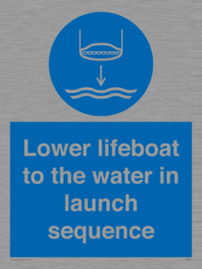 Lower lifeboat to the water in launch sequence