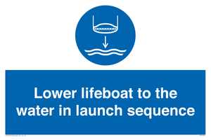 Lower lifeboat to the water in launch sequence