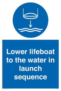 Lower lifeboat to the water in launch sequence