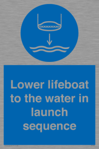 Lower lifeboat to the water in launch sequence