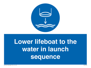 Lower lifeboat to the water in launch sequence