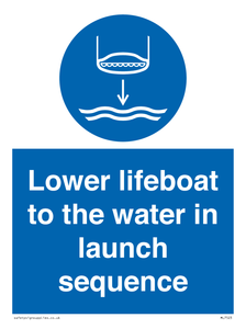 Lower lifeboat to the water in launch sequence
