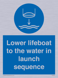 Lower lifeboat to the water in launch sequence