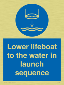 Lower lifeboat to the water in launch sequence