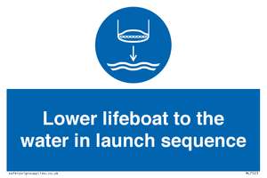Lower lifeboat to the water in launch sequence