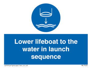 Lower lifeboat to the water in launch sequence