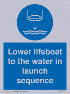 Lower lifeboat to the water in launch sequence