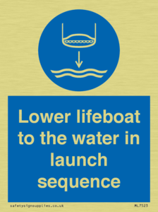 Lower lifeboat to the water in launch sequence