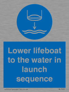 Lower lifeboat to the water in launch sequence