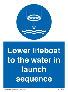 Lower lifeboat to the water in launch sequence