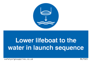 Lower lifeboat to the water in launch sequence