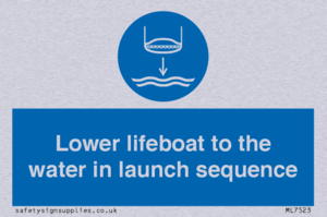 Lower lifeboat to the water in launch sequence