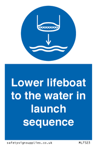 Lower lifeboat to the water in launch sequence