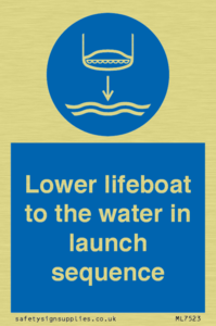 Lower lifeboat to the water in launch sequence