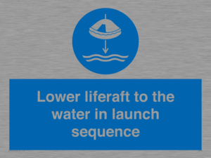 Lower liferaft to the water in launch sequence