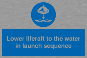 Lower liferaft to the water in launch sequence