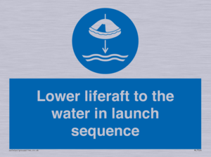 Lower liferaft to the water in launch sequence