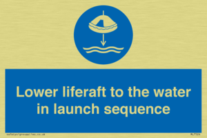 Lower liferaft to the water in launch sequence