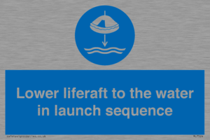 Lower liferaft to the water in launch sequence