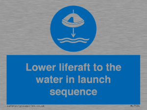 Lower liferaft to the water in launch sequence