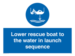 Lower rescue boat to the water in launch sequence
