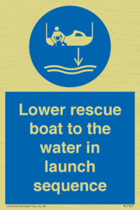 Lower rescue boat to the water in launch sequence