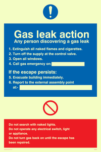 Gas leak action Sign
