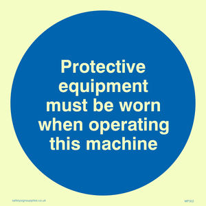 PPE when operating machine