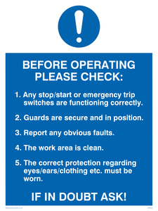 before operating please check poster
