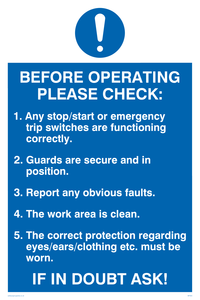 before operating please check poster