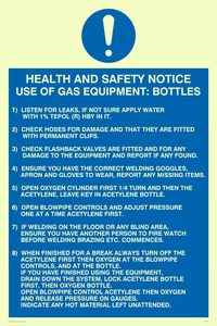 h&s notice use of gas equipment/bottles