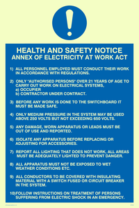 h&s notice annex of electricity at work act