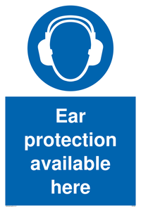 Ear protection available here sign 