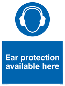 Ear protection available here sign 