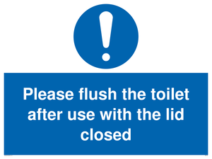 Please flush the toilet after use with the lid closed
