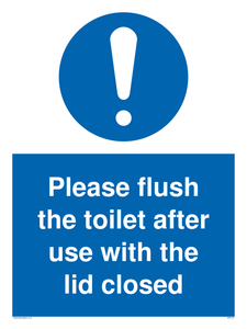 Please flush the toilet after use with the lid closed