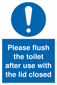 Please flush the toilet after use with the lid closed