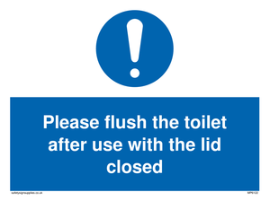 Please flush the toilet after use with the lid closed