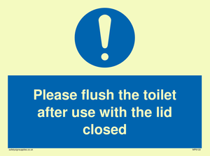 Please flush the toilet after use with the lid closed