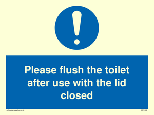 Please flush the toilet after use with the lid closed