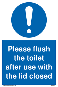 Please flush the toilet after use with the lid closed