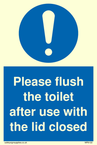 Please flush the toilet after use with the lid closed
