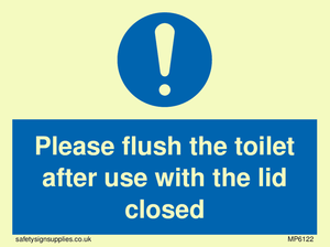 Please flush the toilet after use with the lid closed